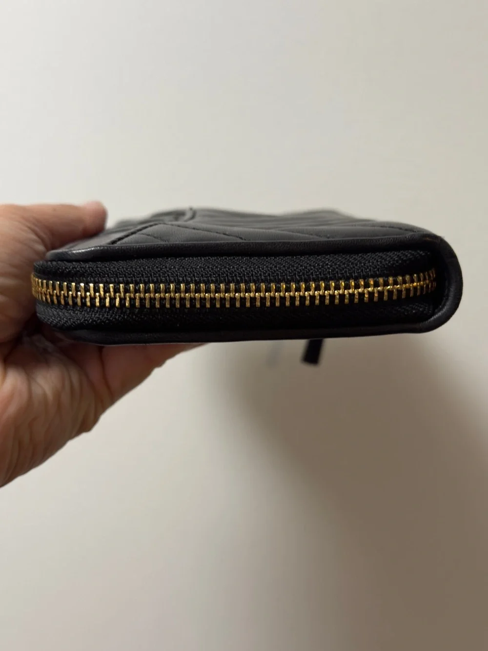 Tory Burch Black Quilted Zip Wallet with Tassel